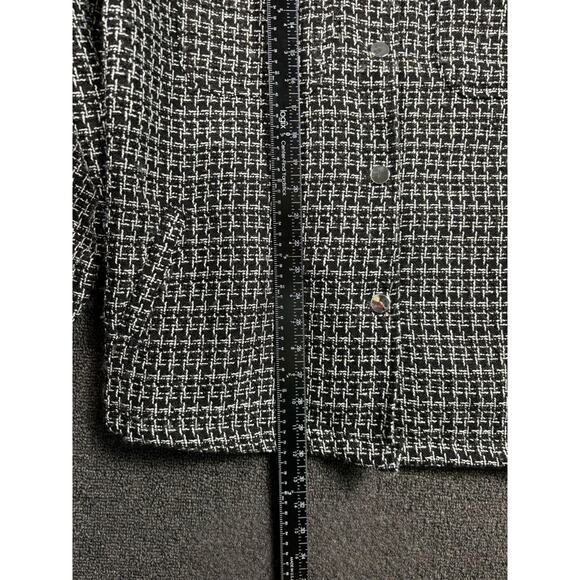 STOOSH Jacket Womens XL Black White Tweed Boucle Shacket Check Snap Front Warm - Picture 7 of 8